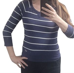 Hollister Navy and White Striped Top